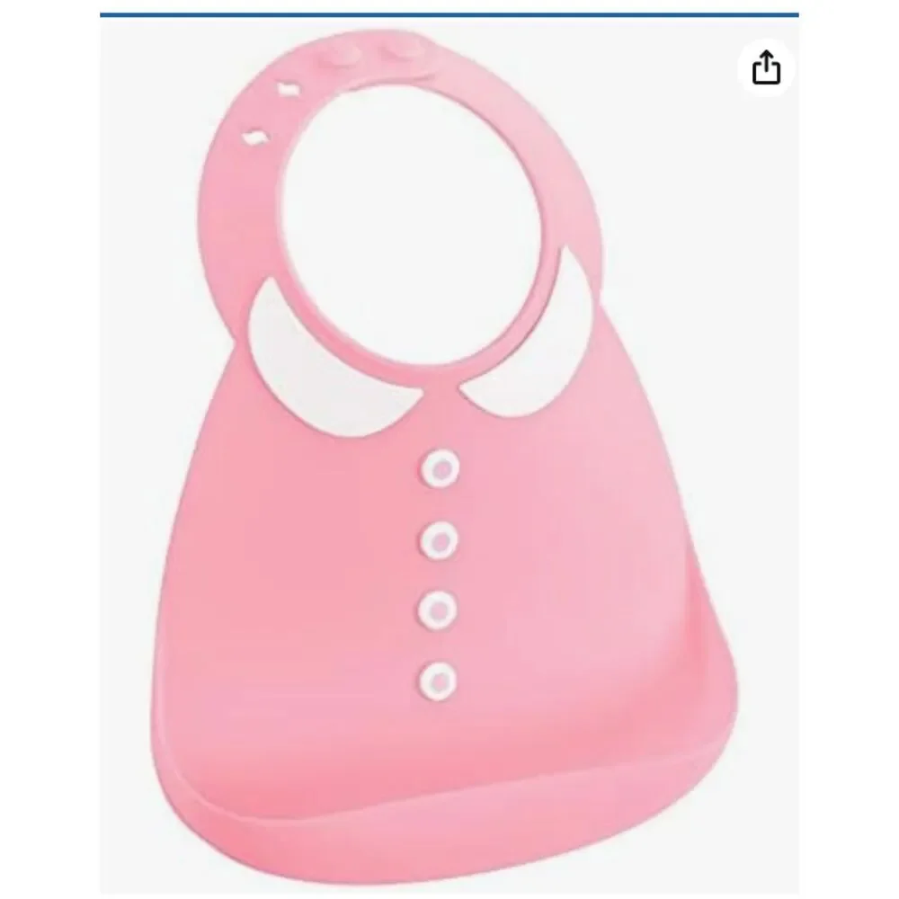ABBY&FINN Silicone Baby GIRL Bib PINK WITH BUTTONS COLLAR